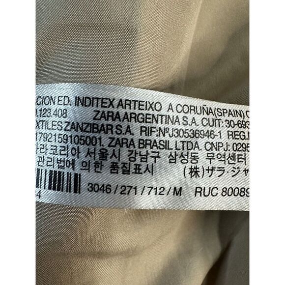 Zara Double Breasted herringbone print Beige Lapels Coat Medium - Picture 9 of 12